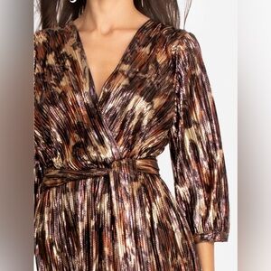 🆕 Women’s XL & XXL Elegant Johnny Was Tina Metallic Shimmering Wrap Dress NWOT